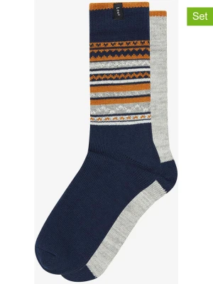 Lee Skarpety (2 pary) "Roger" w kolorze jasnoszaro-granatowo-musztardowym rozmiar: 43-46