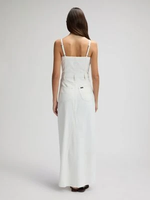 Lee Slim Maxi Denim Dress Powder White Size