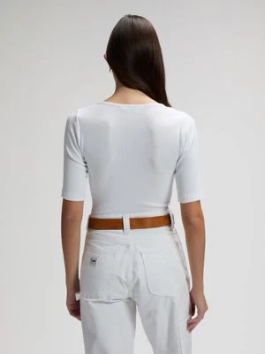 Lee Slim Short Sleeve Squared Neck Tee Bright White Size