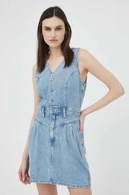 Lee sukienka jeansowa kolor niebieski mini prosta