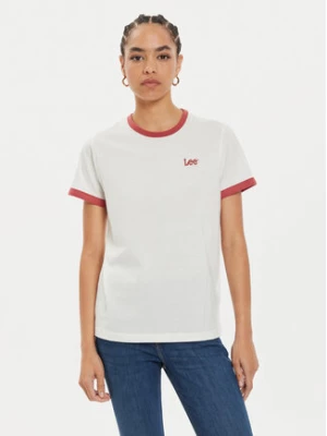 Lee T-Shirt Ringer 112355184 Biały Regular Fit