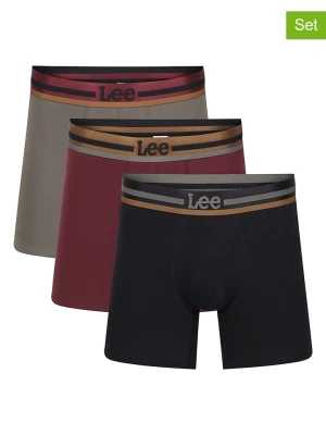 LEE Underwear Bokserki (3 pary) "Hay" w kolorze czerwono-brązowo-oliwkowym rozmiar: M