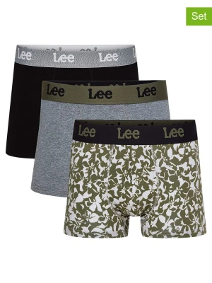 LEE Underwear Bokserki (3 pary) "Reo" w kolorze oliwkowo-czarno-szarym rozmiar: L