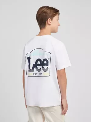 Lee Wave Graphic Short Sleeve Tee Bright White Size 9/10