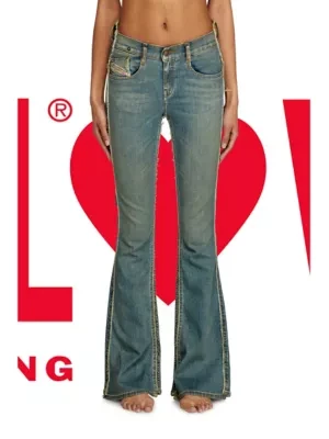 Lee Womens DIESELOVES LEE Bootcut and Flare Jean 01 Worn Wash Size