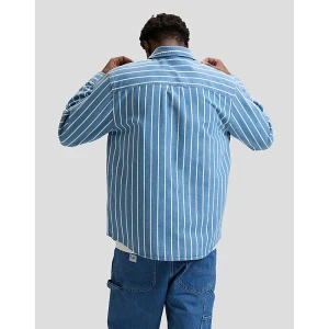 Lee Workwear Relaxed No Pocket Button Down Shirt Denim Stripe