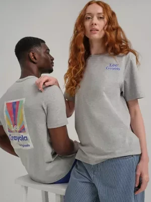 Lee x Crayola Limited Edition Color Burst Graphic Tee Heather Grey Size