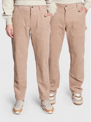 Leeves Spodnie materiałowe Unisex Corduroy Beżowy Relaxed Fit