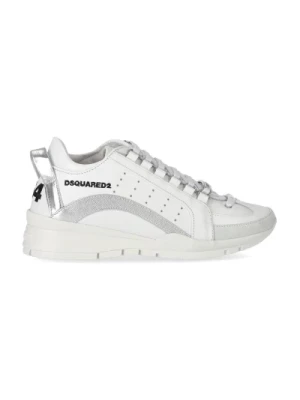 Legendarny Biały Srebrny Perforowany Sneaker Dsquared2