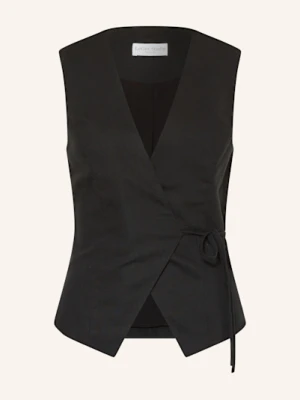 Leger Studio Kamizelka Typu Blezer Emelie W Stylu Kopertowym Z Lnem schwarz