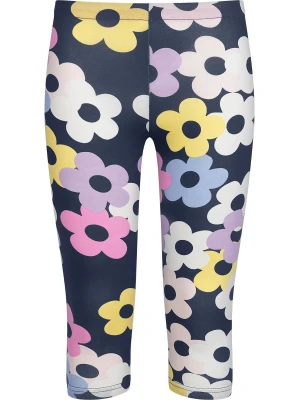 Legginsy 3/4 dla dziewczynki, w kwiaty, granatowe 3-8 lat Endo