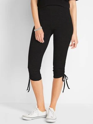Legginsy 3 / 4 z marszczeniem (2 pary) BonPrix czarny