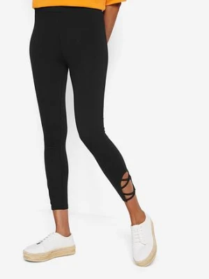 Legginsy 7 / 8 z wysoką talią z bawełną organiczną BonPrix czarny