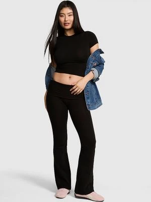 Legginsy All-Day Cotton z podwijanym pasem i rozszerzaną nogawką Victoria's Secret