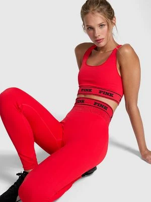 Legginsy bezszwowe z logo Victoria's Secret Czerwony