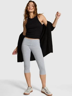 Legginsy capri All-Day Cotton z wywijanym pasem Victoria's Secret Szary