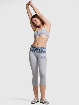 PINK Legginsy capri z wywijanym pasem All-Day Cotton Victoria's Secret Szary