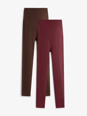 Legginsy ciążowe z bawełny organicznej (2 pary) BonPrix brązowy