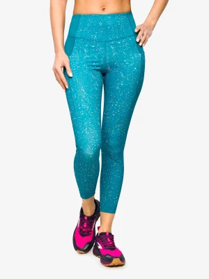 Legginsy damskie do biegania Brooks Method 7/8 Tight - lagoon speckle print/lagoon