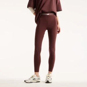 Legginsy damskie do treningu New Balance AC WB6160E1YLR – bordowe