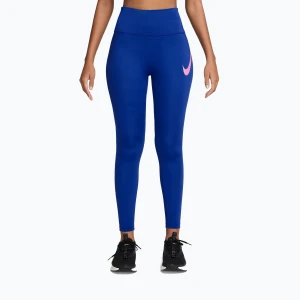 Legginsy damskie Nike Tempo Swoosh Run old royal / pink rise Niebieski