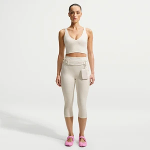 Legginsy damskie o skróconym kroju z wysokim stanem 43 cm NikeSKIMS Matte - Biel