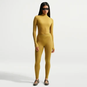 Legginsy damskie z wysokim stanem i wstawką w kształcie litery V NikeSKIMS Weightless - Żółty