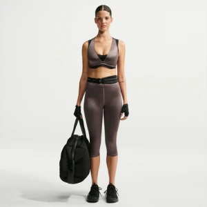 Legginsy damskie z wysokim stanem ze sznurkiem 43 cm NikeSKIMS Satin Shine - Brązowy