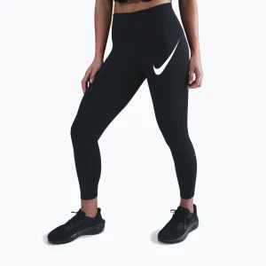 Legginsy do biegania damskie Nike Tempo Swoosh Run High-Waisted 7/8 black/white