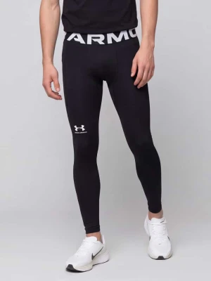 Legginsy do sportu o kroju slim fit z nadrukiem z logo Under Armour Czarny