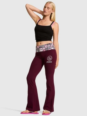 Legginsy dzwony z zakładanym pasem All-Day Cotton Victoria's Secret Fioletowy