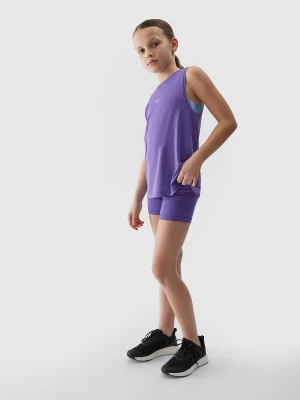Legginsy krótkie sportowe dziewczęce - fioletowe 4F JUNIOR