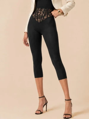 Legginsy modelujące typu capri z gorsetową talią - Mia POUPEE czarny