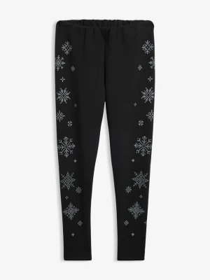 Legginsy na podszewce z polaru baranka BonPrix czarny