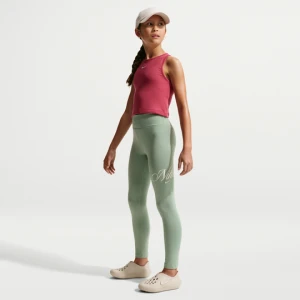 Legginsy Nike Classic z wysokim stanem i nadrukiem dla dużych dzieci (dziewcząt) - Zieleń