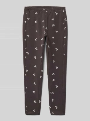 Legginsy o kroju regular fit z nadrukiem z motywem na całej powierzchni BLUE SEVEN