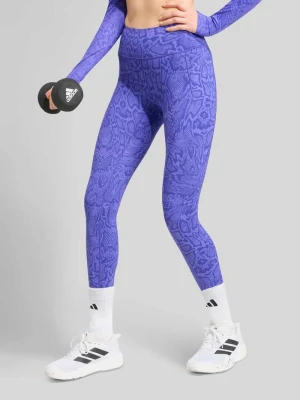 legginsy o kroju slim fit z kieszenią na telefon komórkowy Adidas Fioletowy