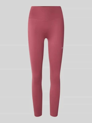 legginsy o kroju slim fit z nadruk z logo i wysokim pasem model 'One' Nike Bordowy