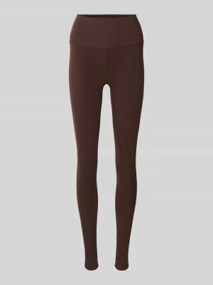 Legginsy o kroju slim fit z nadrukiem z logo model 'Freesoft' Varley Ciemnobrązowy
