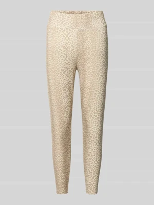 Legginsy o kroju slim fit ze zwierzęcym nadrukiem na całej powierzchni model 'Rita' Oh April Beżowy melanż