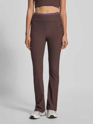 Legginsy o kroju super skinny fit z drobnym prążkowaniem EA7 Emporio Armani Ciemnobrązowy