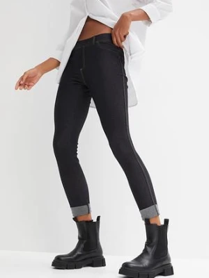 Legginsy o wyglądzie dżinsów BonPrix czarny