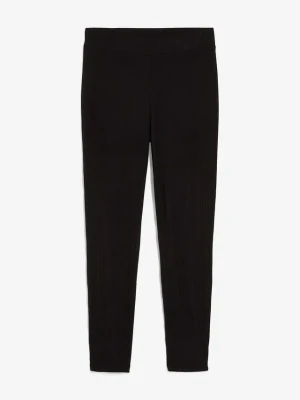 Legginsy ocieplane, z prążkowanej tkaniny termicznej BonPrix czarny
