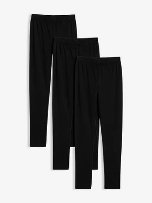 Legginsy ocieplane z elastycznej mieszanki bawełny (3 pary) bonprix