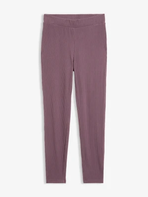 Legginsy ocieplane, z prążkowanej tkaniny termicznej BonPrix fioletowy