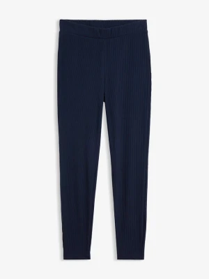 Legginsy ocieplane, z prążkowanej tkaniny termicznej BonPrix niebieski