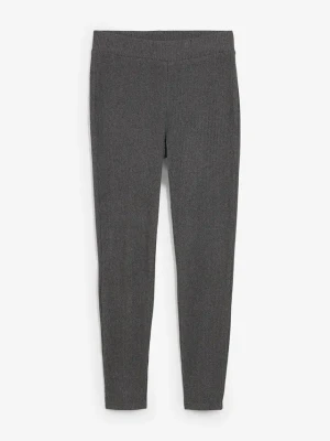 Legginsy ocieplane, z prążkowanej tkaniny termicznej BonPrix szary