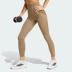 Legginsy Optimé Essentials No Front Rise Seam 7/8 Adidas Khaki Six