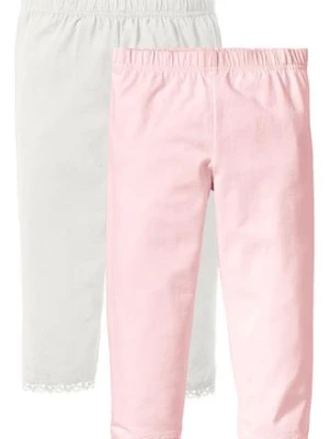 Legginsy rybaczki z bawełną organiczną (2 pary) BonPrix różowy