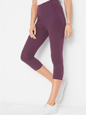 Legginsy rybaczki z wygodną talią BonPrix fioletowy